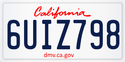 CA license plate 6UIZ798