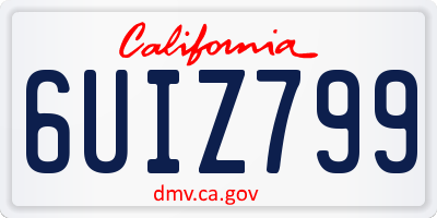 CA license plate 6UIZ799