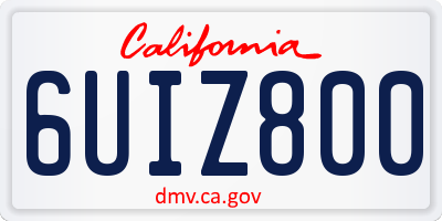 CA license plate 6UIZ800