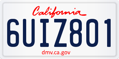 CA license plate 6UIZ801
