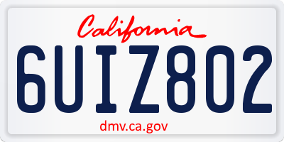 CA license plate 6UIZ802