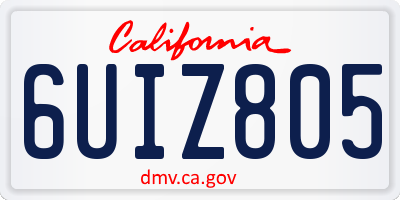CA license plate 6UIZ805