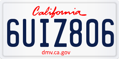 CA license plate 6UIZ806
