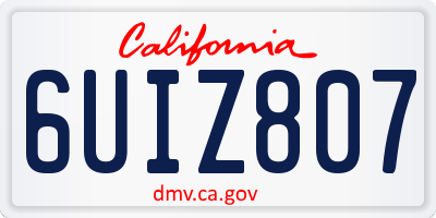 CA license plate 6UIZ807