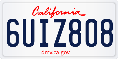 CA license plate 6UIZ808