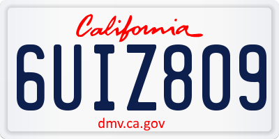 CA license plate 6UIZ809