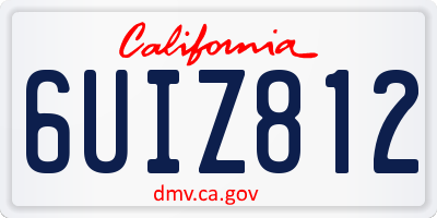 CA license plate 6UIZ812