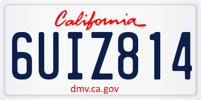CA license plate 6UIZ814