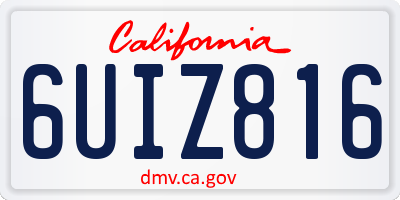 CA license plate 6UIZ816