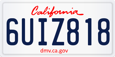 CA license plate 6UIZ818