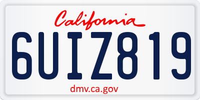 CA license plate 6UIZ819