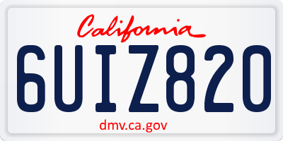 CA license plate 6UIZ820