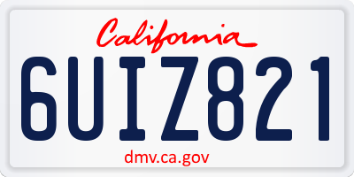 CA license plate 6UIZ821