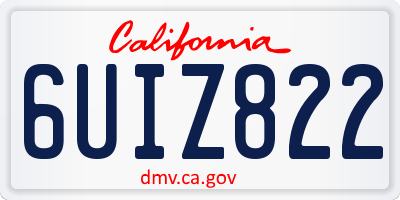 CA license plate 6UIZ822