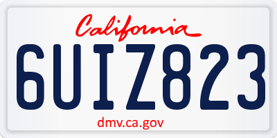 CA license plate 6UIZ823