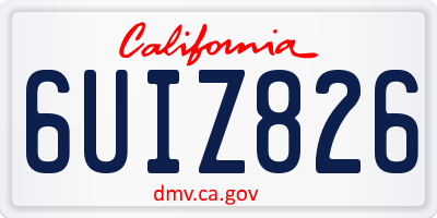 CA license plate 6UIZ826