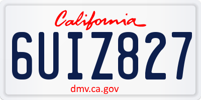 CA license plate 6UIZ827