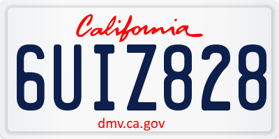 CA license plate 6UIZ828
