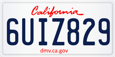CA license plate 6UIZ829