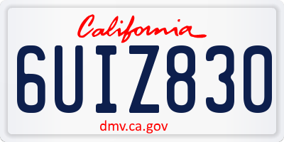 CA license plate 6UIZ830