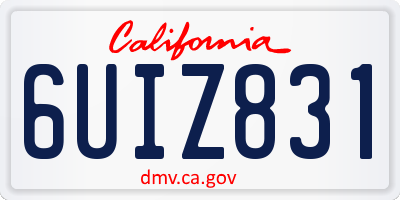 CA license plate 6UIZ831