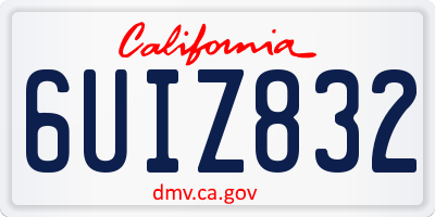 CA license plate 6UIZ832