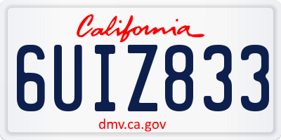 CA license plate 6UIZ833