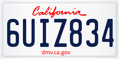 CA license plate 6UIZ834