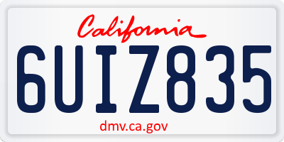 CA license plate 6UIZ835