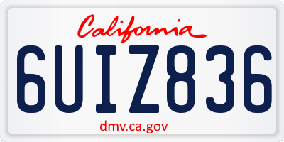 CA license plate 6UIZ836