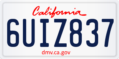 CA license plate 6UIZ837