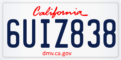 CA license plate 6UIZ838