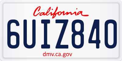 CA license plate 6UIZ840