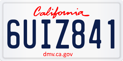 CA license plate 6UIZ841