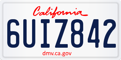 CA license plate 6UIZ842
