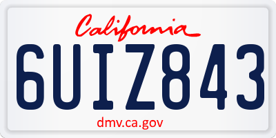 CA license plate 6UIZ843