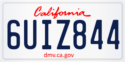 CA license plate 6UIZ844