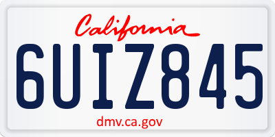 CA license plate 6UIZ845