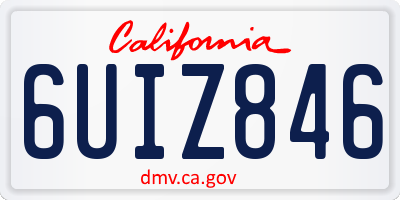 CA license plate 6UIZ846