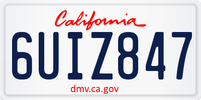 CA license plate 6UIZ847