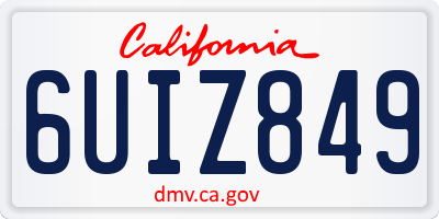 CA license plate 6UIZ849