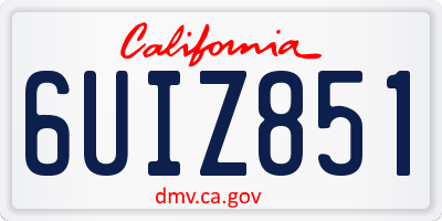 CA license plate 6UIZ851