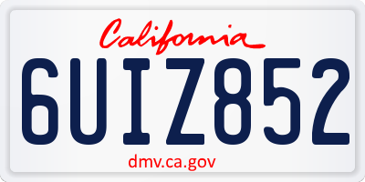 CA license plate 6UIZ852