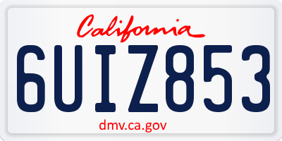CA license plate 6UIZ853