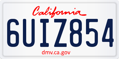 CA license plate 6UIZ854