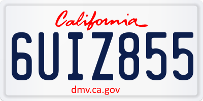 CA license plate 6UIZ855