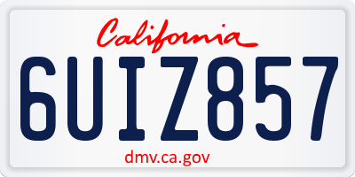 CA license plate 6UIZ857
