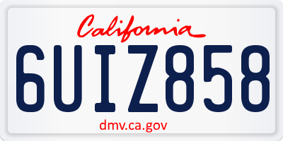 CA license plate 6UIZ858