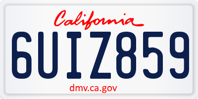 CA license plate 6UIZ859