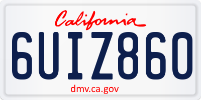 CA license plate 6UIZ860